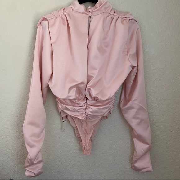 House of CB Giselle Blush pink Satin Bodysuit size XS‎ NWOT - Picture 6 of 15